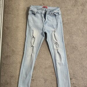 Wax Jean Light Blue Ripped Skinny Jeans